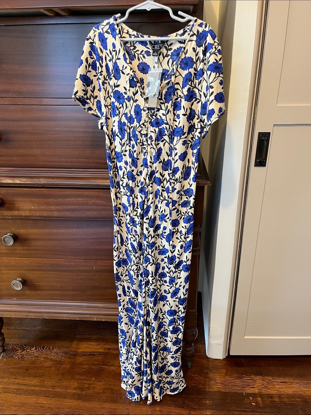 J.Crew short sleeve slip dress in indigo Daisy print